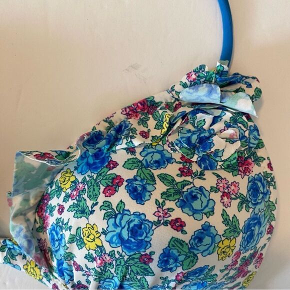 Abercrombie and Fitch ruffle flutter Bikini floral bra top padded push up Large - Picture 4 of 12
